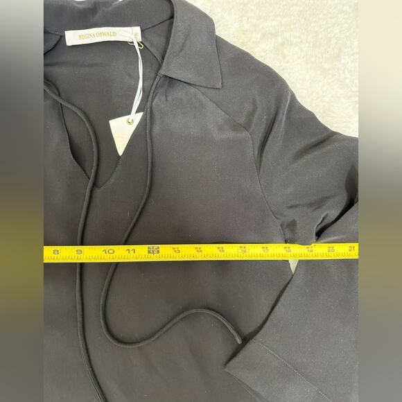 NWT Regina Oswald daisy tunic black silk lounge tunic top size small - Picture 6 of 6